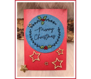 ADVENTSKALENDER 23. Dezember - Stickdatei - Merry Christmas Mistel Kranz